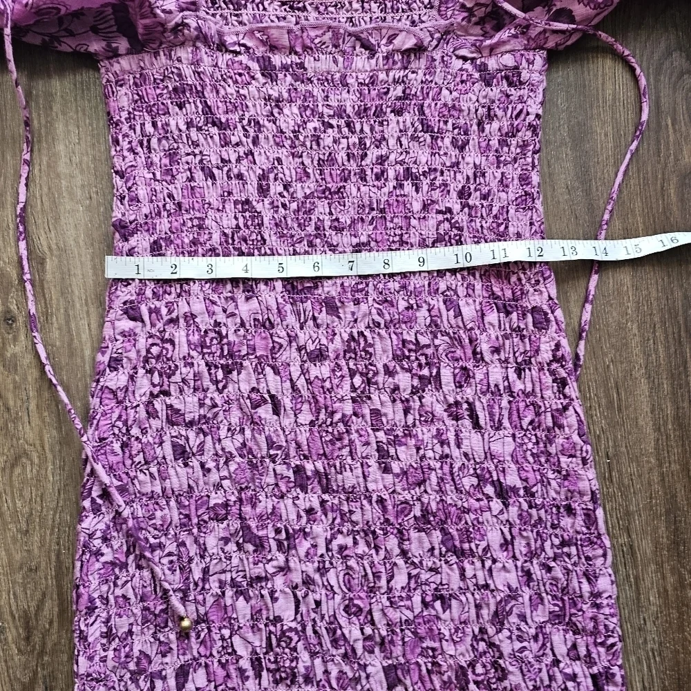 Free People Smock It to Me Mini Dress Sz XS Purple Floral Boho, Whimsycore,